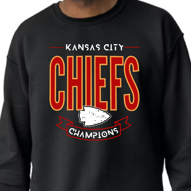 Kansas City Chiefs Champions [Black Gildan softstyle Tee, Crewneck Sweatshirt or Hoodie]  Main Image